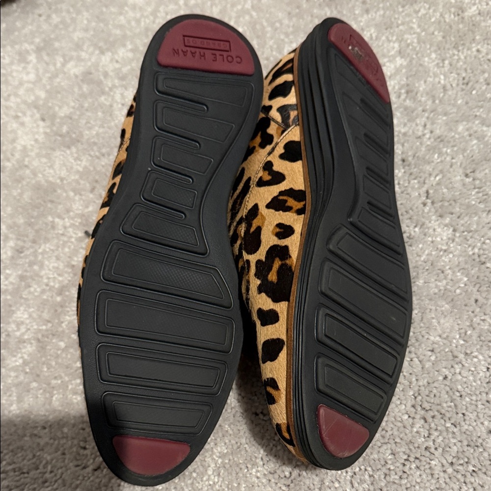 Cole Haan Leopard Print Lace-Up Oxfords in Tan and Black - Picture 2 of 6